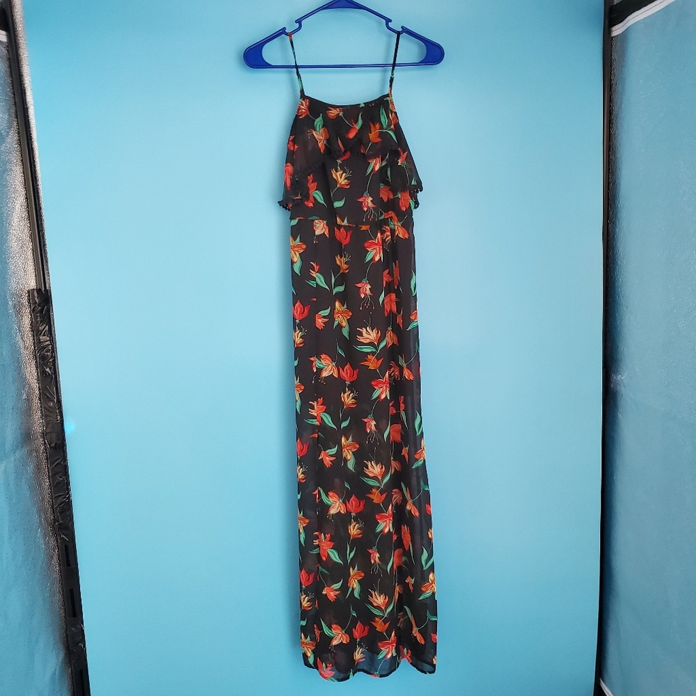Candie's Black Floral Size Small Maxi Dress